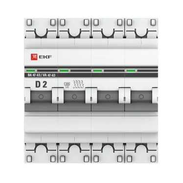 Выключатель автоматический четырехполюсный 2А D ВА47-63 4.5кА PROxima