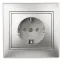 Розетка Intro Plano 1-202-03 с заземлением 2P+E Schuko, 16А-250В, IP20, СУ, алюминий
