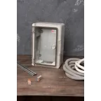 Бокс пластиковый с монтажной платой прозр. дверь 300х200х130 мм IP65 PROxima