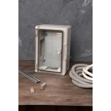 Бокс пластиковый с монтажной платой прозр. дверь 300х200х130 мм IP65 PROxima