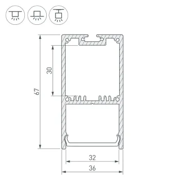 Профиль с экраном SL-LINE-3667-2500 ANOD+OPAL (ARL, Алюминий)
