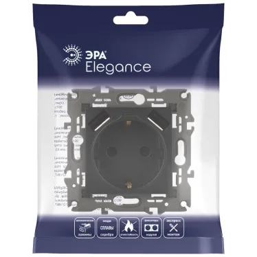 Розетка 2P+E 16A-250В, штор. с 2xUSB 5В-3А, Эра Elegance, антрацит 14-4109-05