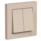 ATLASDESIGN выключатель двухклавишный, сх.5, 10АХ, в сборе, ПЕСОЧНЫЙ