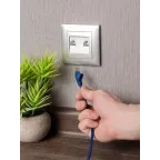 Валенсия лицевая панель розетки RJ-45 2-местная сталь