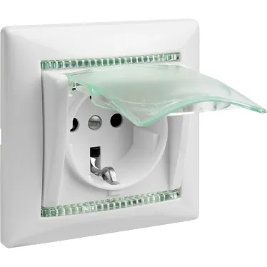 VALENA Розетка с заземлением с крышкой со шторками белая