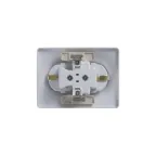 GLOSSA Розетка двойная с заземлением со шторками в сборе белая