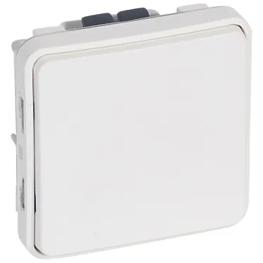 Кнопка - антибакт. покрытие - Н.О. контакт - Программа Plexo - 10 A - модульная - белый