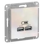 Розетка ATLASDESIGN USB 5В 1 порт x 2,1 А 2 порта х 1,05 А механизм жемчуг