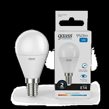 Лампа светодиодная LED 12 Вт 950 лм 6500К шар P45 холодный E14 AC 220В Elementary Gauss