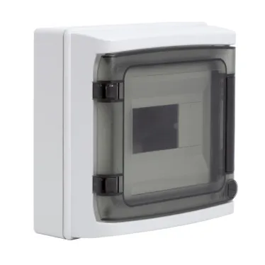 Щит настенный с дверцей 8 модулей IP65 серый с клеммным блоком 63А