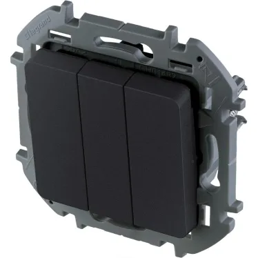 Выключатель трехклавишный INSPIRIA 10 AX 250 В~ антрацит