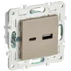 SKANDY Розетка USB A+C 18Вт SK-R13Sh шампань IEK