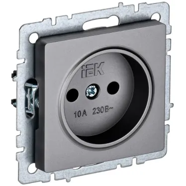 BRITE Розетка без заземления без защитных шторок 10А РС10-1-0-БрС сталь