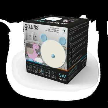 Светильник ночник настольный 5 Вт 200 лм 2700-6000К DC 5В Голубой IP20 100х100х109мм с Li-ion акк 1200мА диммируемый Qplus Gauss