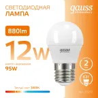 Лампа светодиодная LED 12 Вт 880 лм 3000К шар P45 теплый E27 AC 220В Elementary Gauss