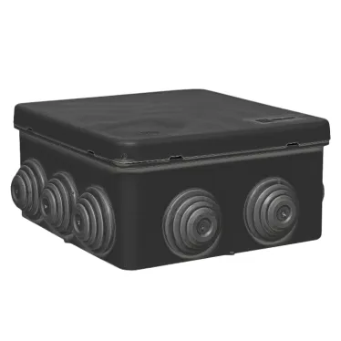 Коробка распределительная КМР-030-014 с крышкой (100х100х50), 10 мембр. вводов чёрная IP55 | plc-kmr2-030-014-b | EKF