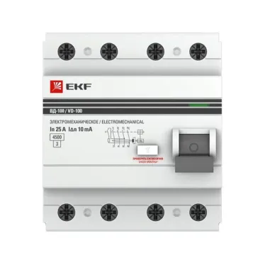 Выключатель дифференциального тока (УЗО) ВД-100 4P 16А/30мА (электромеханическое) PROxima