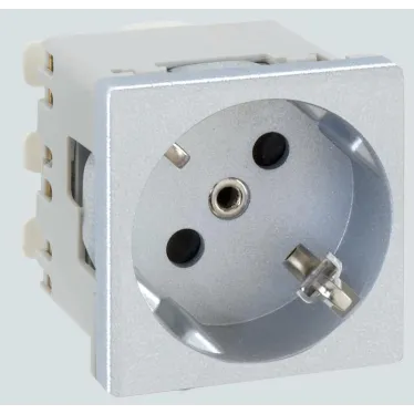 Connect Розетка с заземлением 16А 250В 45х45мм безвинтовые клеммы SC алюминий