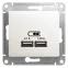Розетка GLOSSA USB 5В/2100мА 2х5В/1050мА механизм перламутр