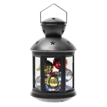 Фонарь с LED гирляндой внутри  ULD-L1220-010/DTB/RGB BLACK  на батарейке 10 диодов  RGB свет режим миганиячерный корпус 12*20 см | UL-00002309 | Uniel