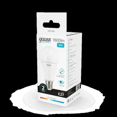 Лампа светодиодная LED 20 Вт 1600 лм 4100К А60 груша нейтральный E27 AC 220В Elementary Gauss