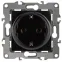 Розетка 2P+E Schuko, 16A-250В, б.л., Эра12, чёрный, 12-2001-06