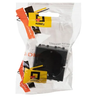 Avanti Розетка модульная, 2P+E, с з/ш, , Черный матовый, 2 модуля