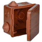 Коробка распределительная КМ 80х80х50мм для наружного монтажа с откидной крышкой IP54 7 вв. дуб