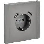 FORTE@PIANO Розетка 1-местная с заземлением с защитными шторками винтовое крепление 16А USB A+A 3,1А FP545 сталь IEK