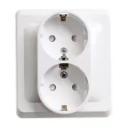 ЭТЮД Розетка двойная скрытая с заземлением без шторок белая