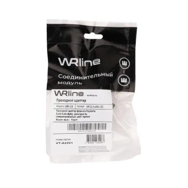 Проходной адаптер формата Keystone RJ45-RJ45 (8p8c) категория 5е неэкранированный цвет черный WRline