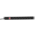 Блок розеток PDU TERACOM PRO 19'' 1U 16А/250В 8 розеток Schuko с выключателем шнур питания длиной 2 метра сечение 3x1.5 мм2 вилка Schuko корпус пластик черный