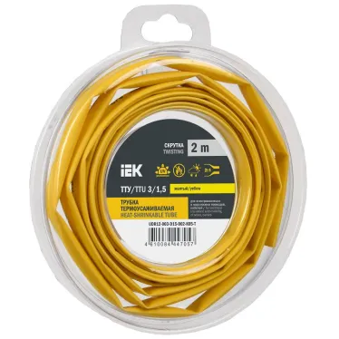Трубка термоусадочная ТТУ нг-LS 3/1,5 желтая (2м/упак) IEK