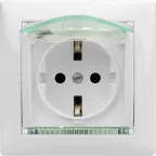 VALENA Розетка с заземлением с крышкой со шторками белая