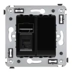 Avanti Розетка телефонная в стену одинарная, ''Черный квадрат''