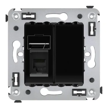 Avanti Розетка телефонная в стену одинарная, ''Черный квадрат''