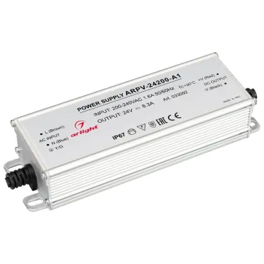 Блок питания ARPV-24200-A1 (24V, 8.3A, 200W) (IP67 металл, 3 года)