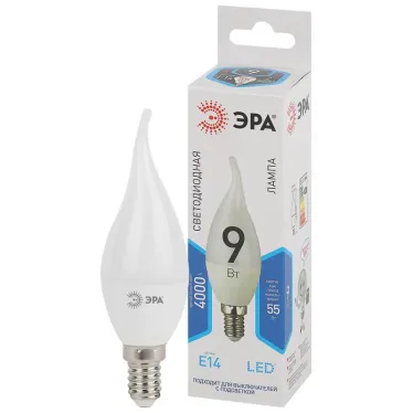 Лампа светодиодная LED BXS-9W-840-E14 (диод, свеча на ветру, 9Вт, нейтр, E14 (10/100/2800)
