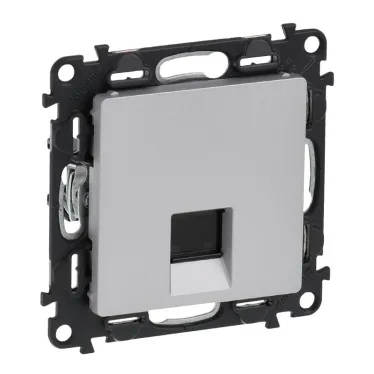 Valena LIFE Розетка информационная RJ45 категория 5е UTP с лицевой панелью алюминий