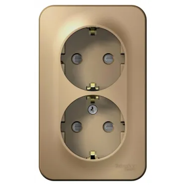 Розетка BLANCA наружная двойная, с заземлением, со шторками, с изолирующей пластиной, 16А, 250В, титан