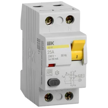 Выключатель дифференциального тока (УЗО) 2п ВД1-63 25A 30мA(Электромеханическое)