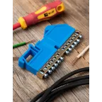 Шина нулевая 63.12 изолятор на DIN-рейку латунь