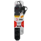 Фильтр сетевой 5х1,5м 2хUSB 10А с/з с выключателем черный