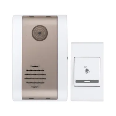 Звонок беспроводной на батарейках 003 (белый-серый 36 мелодий с индикацией 2х1.5В АA дистанция 80м) Basic