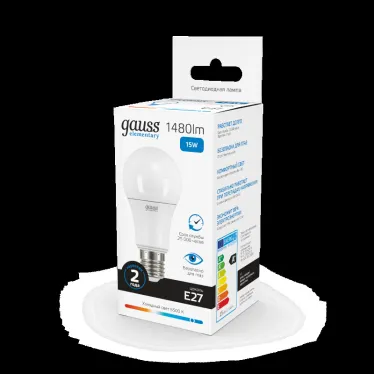 Лампа светодиодная LED 15 Вт 1480 лм 6500К А60 груша холодный E27 AC 220В Elementary Gauss