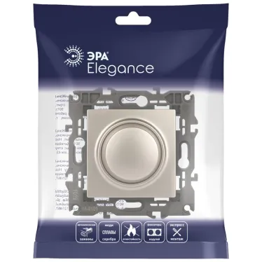 Светорегулятор поворотно-нажимной, 400ВА 230В, Эра Elegance, шампань,14-4101-04