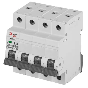 Выключатель автоматический ВА47-63 4P 25А кривая C 4,5кА PRO VA63-4P25C4.5 ЭРА