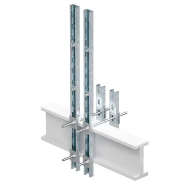 Обжимной комплект монтажных профилей тип 2 , обхват конструкции габаритами 350 на 400 мм , высота подвесной рамы-профиля 800 мм ,для крепления 1 оболочки одного типоразмера болтами М8х80 4 шт. , горячеоцинкованный