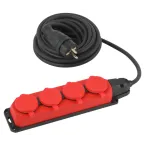 Удлинитель силовой UK-4e-3x1,5-5m-IP44(KG) с заземлением 4 розетки каучук 5м КГ 3х1,5мм2 IP44