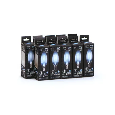 Лампа светодиодная филаментная LED 9 Вт 710 лм 4100К свеча нейтральный E14 AC 220В прозрачная колба Black Filament Gauss